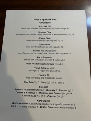 Menu photo 1 Rose City Book Pub Portland, OR