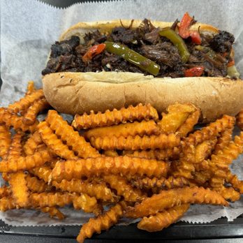 Dorries Kitchen - Oxtail Philly with sweet potato fries - Southern Near Me - Elk Grove Village, Illinois Dorries Kitchen - Oxtail Philly with sweet potato fries - Southern Near Me - Elk Grove Village, Illinois