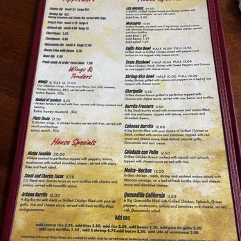 Cabana's Grill - Menu as of 12/6/24. - Mexican Near Me - Marion, South Carolina