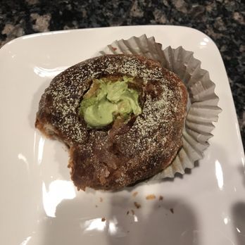 Japonaise Bakery and Cafe - Matcha green tea cream with adzuki red bean pastry!  Crusty on the outside and the matcha is strong flavor which I really enjoyed!!! - Bakeries Near Me - Brookline, Massachusetts
