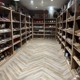 Plume's humidor has an amazing selection, and you can also see here how spic-and-span clean it is!