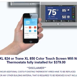 KY Energy Pro - Trane XL 824 or XL 850 Color Touch Screen Wifi Thermostat for only $379.00.