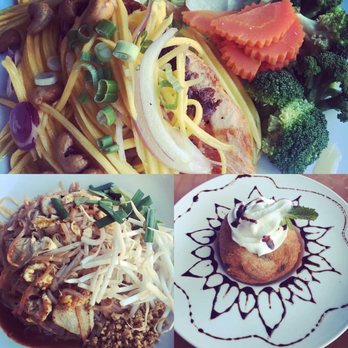 Jai Dee Restaurant | Thai | Brooklyn | NYC - Top: Mango Salmon Bottom left: Chicken Pad Thai Bottom Right: Green tea fried ice cream - Thai Near Me - Brooklyn, New York Jai Dee Restaurant | Thai | Brooklyn | NYC - Top: Mango Salmon Bottom left: Chicken Pad Thai Bottom Right: Green tea fried ice cream - Thai Near Me - Brooklyn, New York