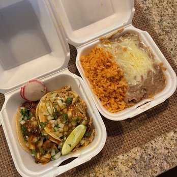La Costa - Al pastor and carnitas taco with side of rice and beans - Mexican Near Me - Brentwood, California La Costa - Al pastor and carnitas taco with side of rice and beans - Mexican Near Me - Brentwood, California