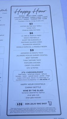 Menu photo 3 STK Steakhouse San Francisco, CA
