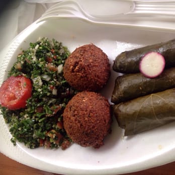 Shawarma Mediterranean Grill - Vegetarian platter! Comes with tabouli, 3 falafels(ate one before taking photo), and 3 grape leaves. DELICIOUS - Mediterranean Near Me - Miami, Florida Shawarma Mediterranean Grill - Vegetarian platter! Comes with tabouli, 3 falafels(ate one before taking photo), and 3 grape leaves. DELICIOUS - Mediterranean Near Me - Miami, Florida