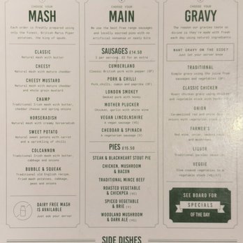 Mother Mash - Menu 9/13/26 - British Near Me - London, XGL