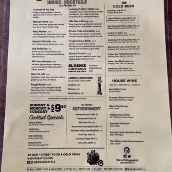 Ba Bar - Menu - Vietnamese Near Me - Seattle, Washington Ba Bar - Menu - Vietnamese Near Me - Seattle, Washington