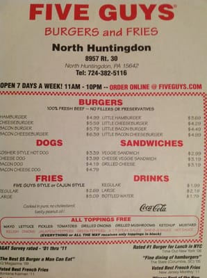 Menu photo 2 Five Guys Huntingdon, PA