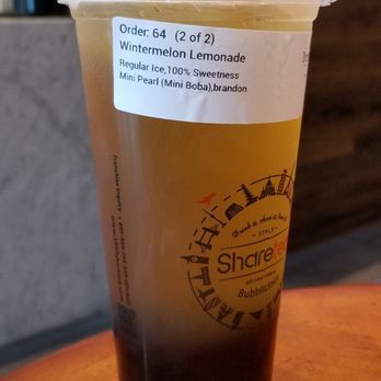 Sharetea - Wintermelon Lemonade with Mini Boba, Regular Ice, and 50% Sugar (label is wrong) (9/4/2019) - Bubble Tea Near Me - Las Vegas, Nevada Sharetea - Wintermelon Lemonade with Mini Boba, Regular Ice, and 50% Sugar (label is wrong) (9/4/2019) - Bubble Tea Near Me - Las Vegas, Nevada