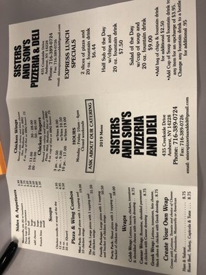 Menu photo 1 Sister's Pizzeria and Deli Buffalo, NY Menu photo 1 Sister's Pizzeria and Deli Buffalo, NY