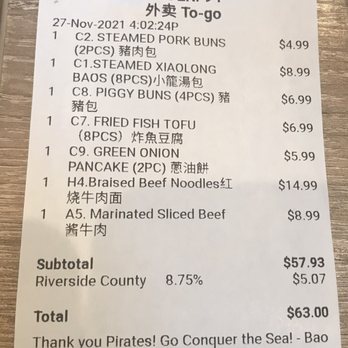 Bao Culture - What I paid - Asian Fusion Near Me - Riverside, California