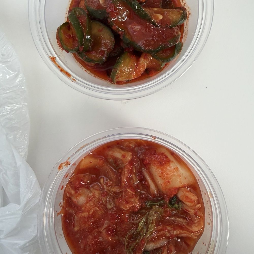 Kimchi and spicy cucumbers