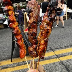 Pork, chicken and isaw skewers