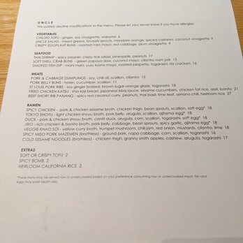 Uncle - Food Menu - Ramen Near Me - Denver, Colorado
