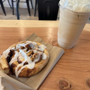 Cambria Coffee - Cinnamon roll and caramel macchiato iced - Coffee & Tea Near Me - Cambria, California Cambria Coffee - Cinnamon roll and caramel macchiato iced - Coffee & Tea Near Me - Cambria, California