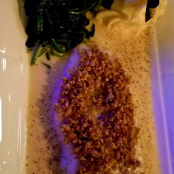 Il Luogo - Pistachio Crusted Swordfish over dijon creme sauce w/Mashed Potatoes & Spinach ~ 2.25.22 - Italian Near Me - Lynbrook, New York
