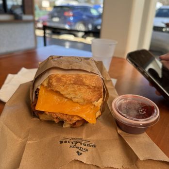 Bird Bird Biscuit - Theodore sandwhich with egg added and side of jelly - Breakfast & Brunch Near Me - Austin, Texas