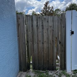 Polk County Handyman Services - Before, the gate was literally falling apart. Drooping and dragging on the ground being ripped apart.