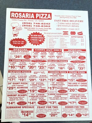 Menu photo 7 Rosaria Pizza Poway, CA