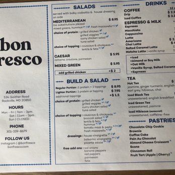 Bon Fresco - Bon Fresco Menu (Front) - Bakeries Near Me - Rockville, Maryland Bon Fresco - Bon Fresco Menu (Front) - Bakeries Near Me - Rockville, Maryland