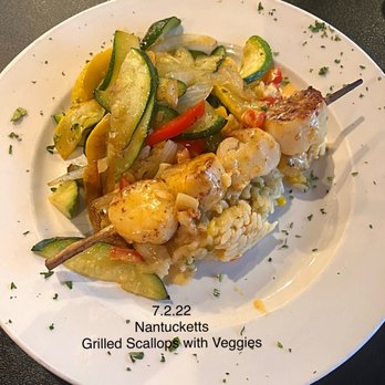 Nantucket Grill - Durham - Grilled scallops with veggies - American Near Me - Durham, North Carolina Nantucket Grill - Durham - Grilled scallops with veggies - American Near Me - Durham, North Carolina