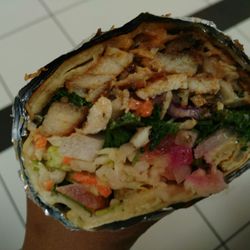 Ruby's Mediterranean Cuisine - Shawarma wrap - flavorful meat, crunchy veggies, fresh herbs wrapped in a soft pita make it one tasty affordable lunch.