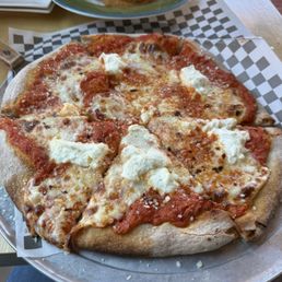 Build your own pizza: vodka tomato sauce, fresh mozzarella, ricotta, and garlic