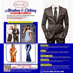 Quick Fix Tailoring Alterations & Tuxedo Rentals - Alterations Men's Suits & Womans Dresses. Formal Wear and Business Suits. Casual Wear, Jeans, Khakis, Polo Shirts, TShirts, Bllouses Skirts