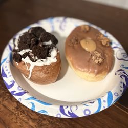 Sublime Doughnuts - Creamed filled Oreo doughnut and Reeses Peanut Butter Doughnut (with homemade peanut butter).