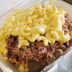 Cedar Wellness Care - Smoked potatoes, chopped brisket and Mac and cheese