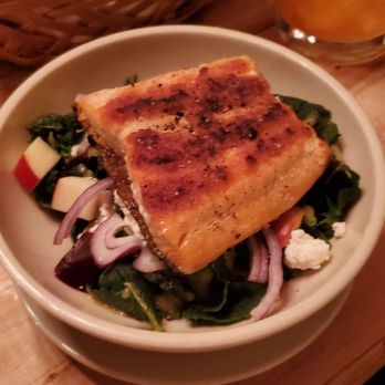 Fat Cats - Kale salad with salmon - New American Near Me - Cleveland, Ohio Fat Cats - Kale salad with salmon - New American Near Me - Cleveland, Ohio