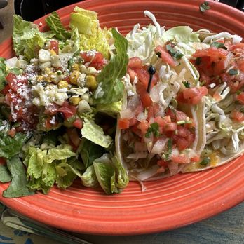 Fred's Mexican Cafe - Pescado Taco Plate with Salad instead of rice and beans, $2 extra. - Mexican Near Me - Kihei, Hawaii Fred's Mexican Cafe - Pescado Taco Plate with Salad instead of rice and beans, $2 extra. - Mexican Near Me - Kihei, Hawaii