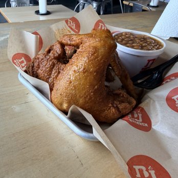Bj Hot Chicken - Hot Flavor 3 Wings w/1 side. Baked Beans. Really good! - Chicken Shop Near Me - Nashville, Tennessee Bj Hot Chicken - Hot Flavor 3 Wings w/1 side. Baked Beans. Really good! - Chicken Shop Near Me - Nashville, Tennessee