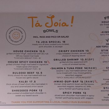 Ta Joia - Updated menu - price went up a little - Asian Fusion Near Me - Bothell, Washington Ta Joia - Updated menu - price went up a little - Asian Fusion Near Me - Bothell, Washington