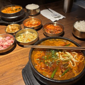 Jin Cook - Spicy beef (foreground) and mushroom (background) - Korean Near Me - Northridge, California Jin Cook - Spicy beef (foreground) and mushroom (background) - Korean Near Me - Northridge, California