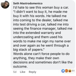 Wolfe Brothers Auto - General Manager's opinion of pressuring women to have sex.