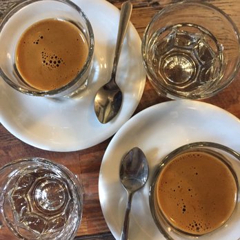 Coat Check Coffee - Two Double Espresso with a chaser of mineral water - Coffee & Tea Near Me - Indianapolis, Indiana