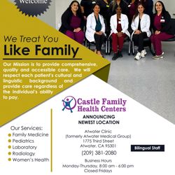 Castle Family Dental & Cosmetic Center - Castle Family Health Centers, Inc. is proud to announce our newest clinic location - Atwater Clinic @ 1775 Third Street, in Atwater.