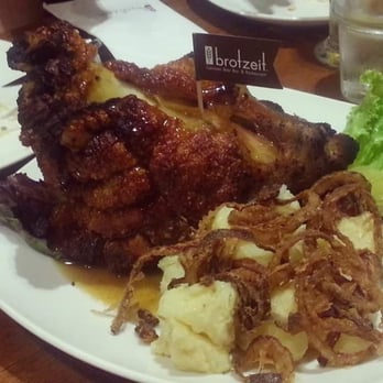 Brotzeit German Bier Bar & Restaurant - Schweinshaxn or crispy pork hind shank. - German Near Me - Makati, NCR Brotzeit German Bier Bar & Restaurant - Schweinshaxn or crispy pork hind shank. - German Near Me - Makati, NCR