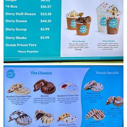 Dirty Dough - Menu.  The menu has something for everyone! Definitely in a ヽ(*‿*)ノchocolate mood on this gloomy evening.