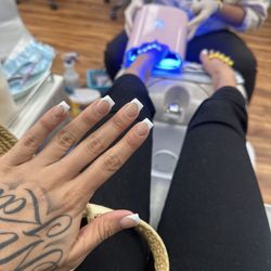 Nails by TOM - Bee Nail Salon - French tip w/ white baddie toenailssss