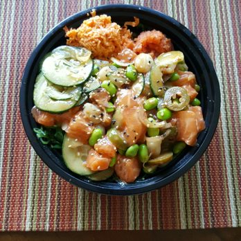 Oh Poke - Poke Bowl with Cucumbers, salmon, scallops, spicy tuna, crab, edamame, jalapeños and spicy mayo and oke sauce - Poke Near Me - Claremont, California Oh Poke - Poke Bowl with Cucumbers, salmon, scallops, spicy tuna, crab, edamame, jalapeños and spicy mayo and oke sauce - Poke Near Me - Claremont, California