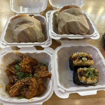 Shootz - Kimchi Butter Katsu Chicken Combo (spam brûlée musubi) and Shrimp A La Carte - Hawaiian Near Me - Ontario, California Shootz - Kimchi Butter Katsu Chicken Combo (spam brûlée musubi) and Shrimp A La Carte - Hawaiian Near Me - Ontario, California