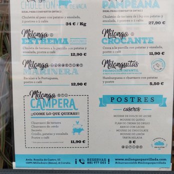 Milongas - Menu - Spanish Near Me - Ames, C