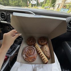 FJ’S Bakery - Cinnamon Roll, Sticky Bun, Raspberry Stick, Cinnamon Scone