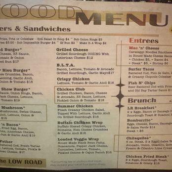 Low Road - Backside of menu - Bars Near Me - Gresham, Oregon