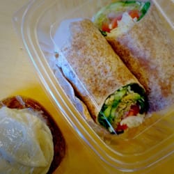 Veggie wrap + pumpkin cookie.