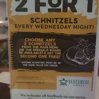 Beachmere Hotel - 2 for 1 wednesday schnitzels deal - Venues & Event Spaces Near Me - Beachmere, QLD