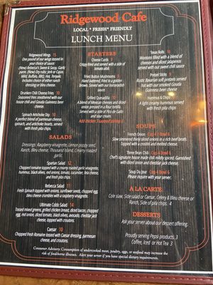 Menu photo 2 Ridgewood Cafe Springfield, OH